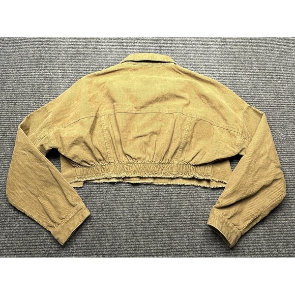 Windsor Cropped Jacket Womens Small Brown Corduroy Button Front Raw Hem Short - Picture 6 of 6